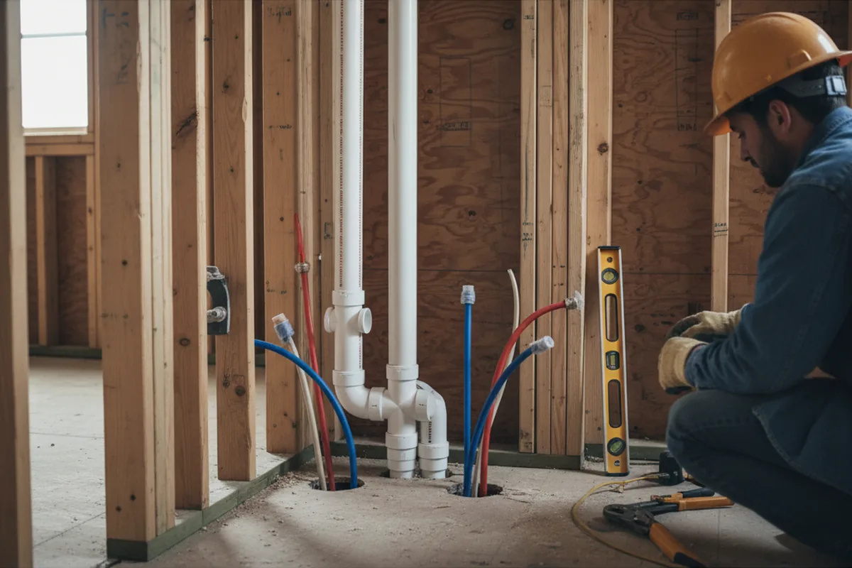 Drain and supply rough-in during Drain Cleaning in Livonia